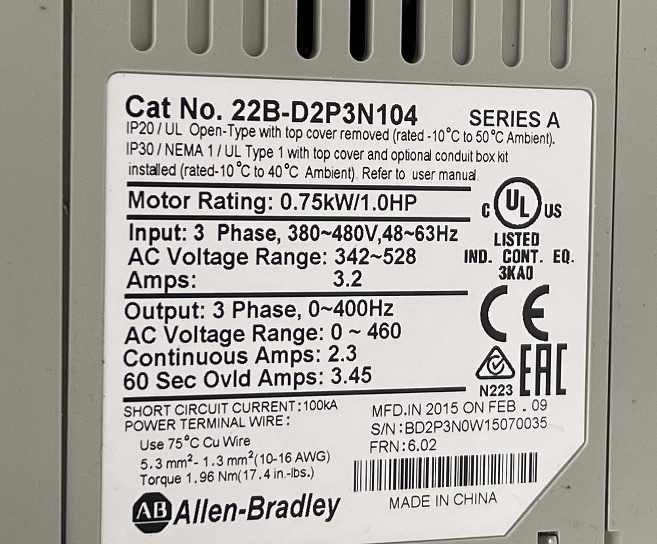 Allen Bradley 22b-D2P3N104 Ser A