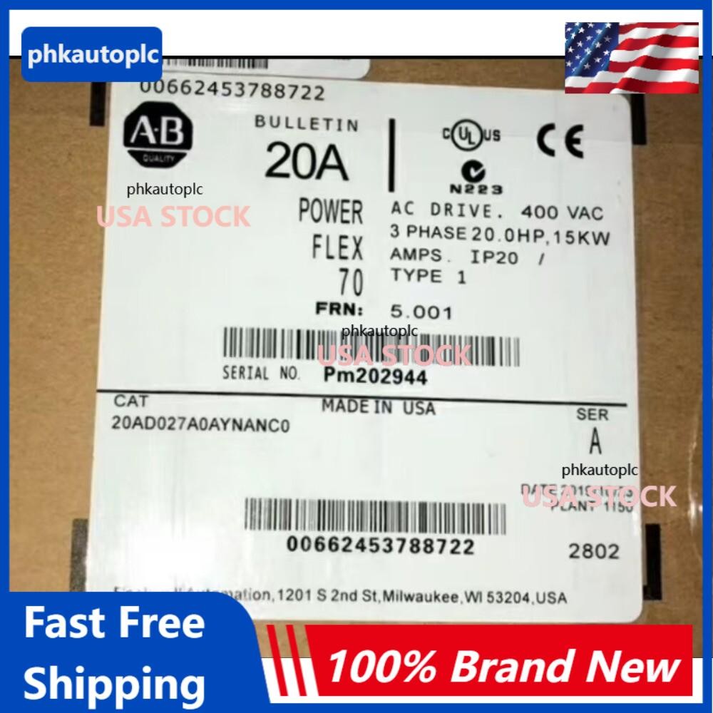AB NEW IN BOX 20AD027A0AYNANC0 PowerFlex 70 AC Drive FREE SHIP US Free Tax