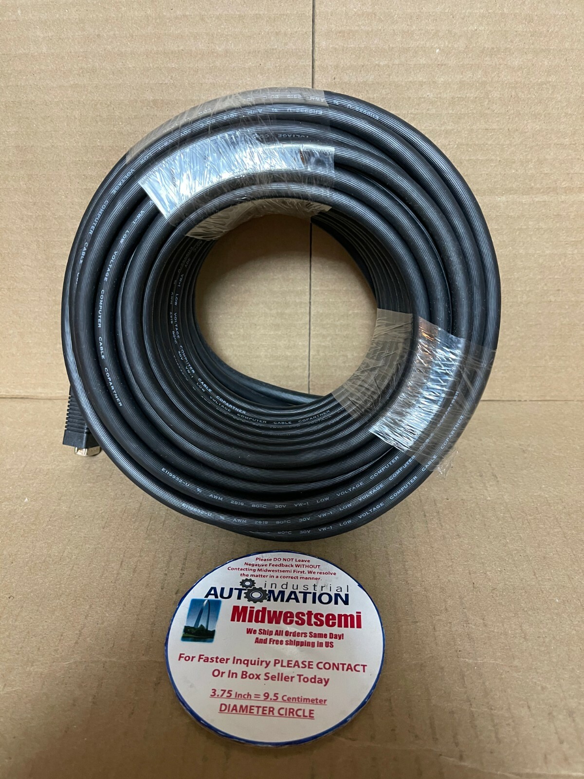NEW 75FT COMPUTER CABLE COPARTNER E119932-U AWM 2919 14PIN M/M BLACK SHIPSAMEDAY