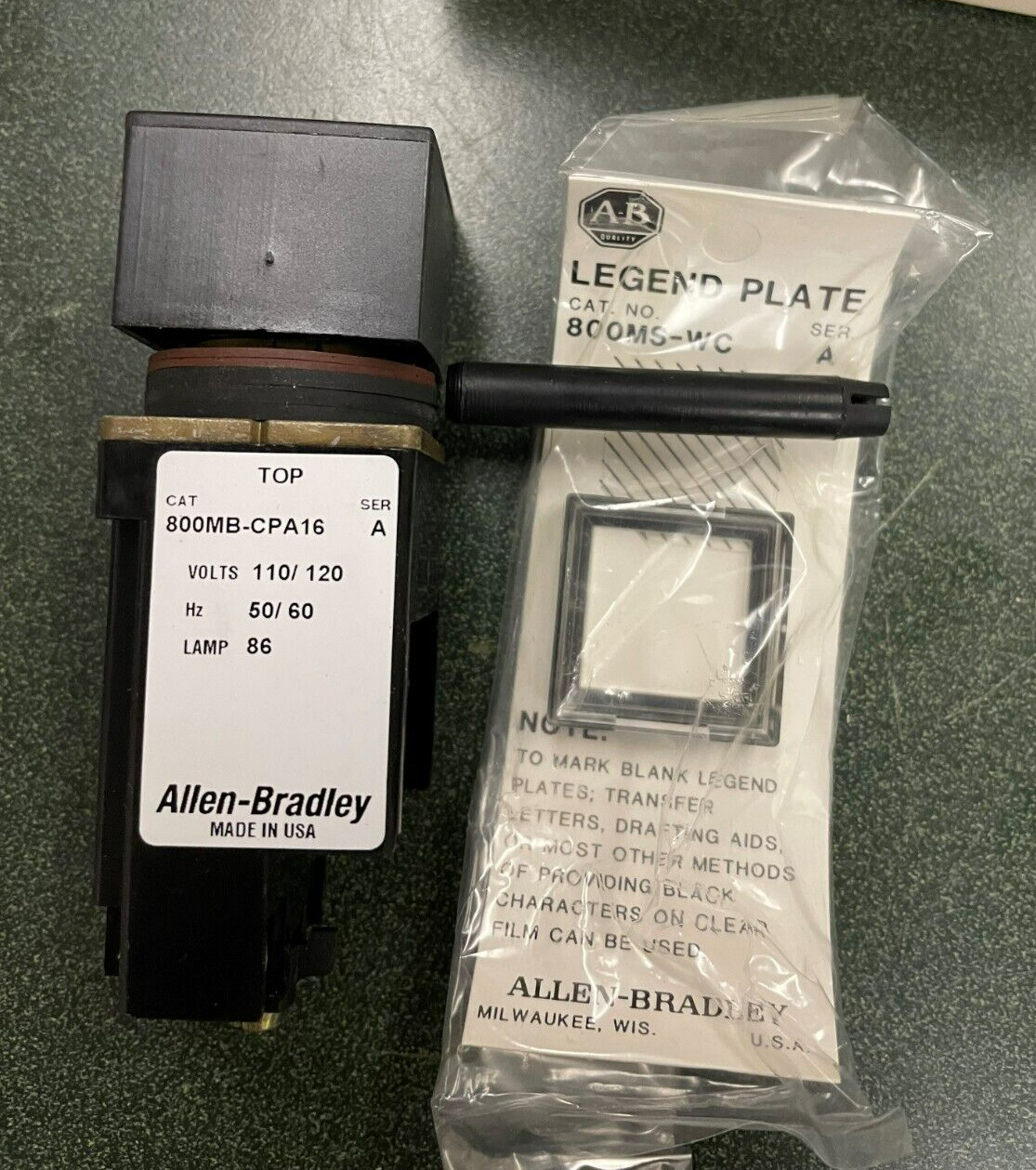 ALLEN BRADLEY SMALL SQUARE ILLUM. PILOT LIGHT 800MB-CPA16 SERIES A
