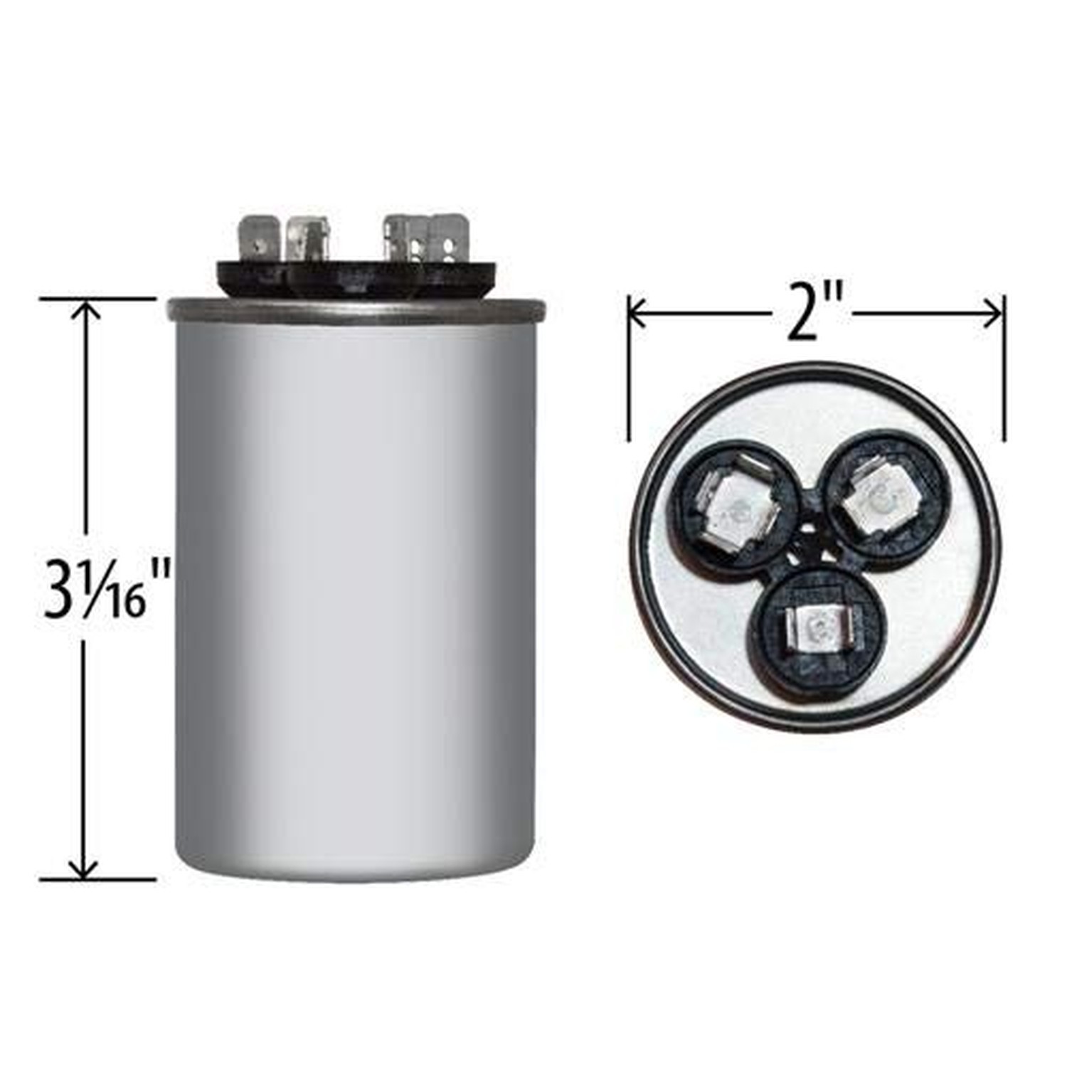 30 + 5 x 370 or 440 VAC Round Dual Run Capacitor by # 12781