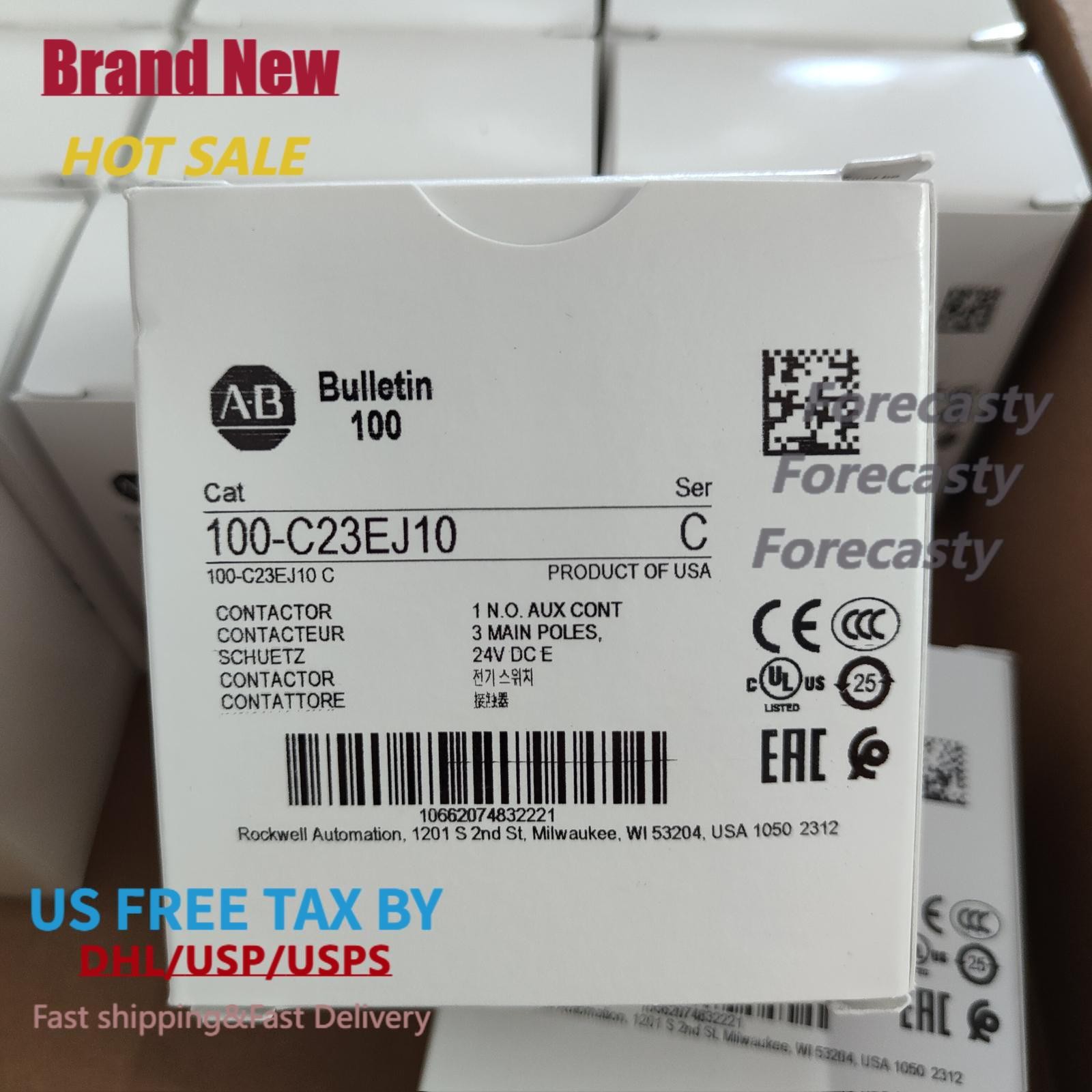 NEW ALLEN-BRADLEY IEC AB 100-C23EJ10 STANDARD CONTACTOR 23 AMP 24VDC US Free Tax