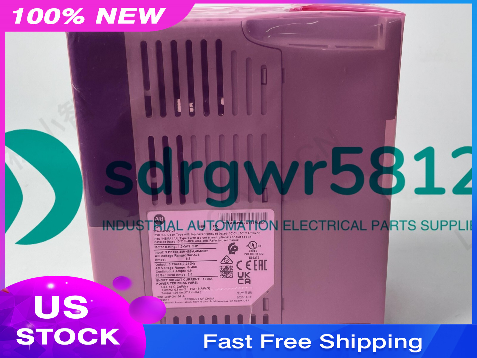 22A-D4P0N104 Allen-Bradley Powerflex 4 1.5KW 2HP AC Drive 22AD4P0N104 US STOCK