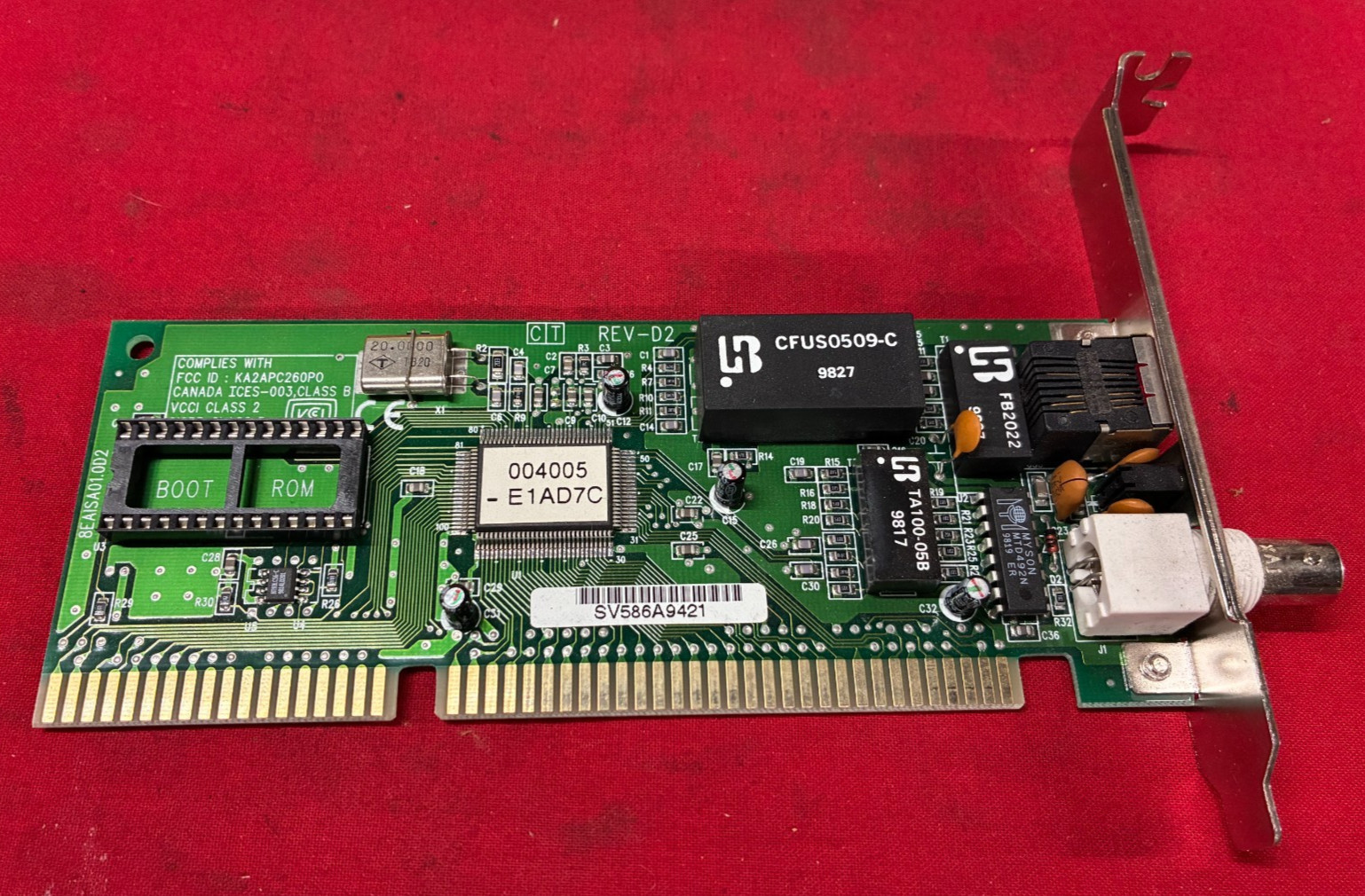 SMC ISA NETWORK CARD 8EAISA01.0D2, KA2APC260P0 REV-D2