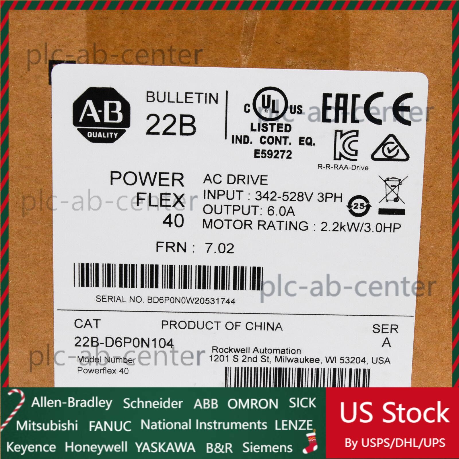 22B-D6P0N104 Allen-Bradley PowerFlex 40 2.2KW/3.0HP AC Drive US Free Tax