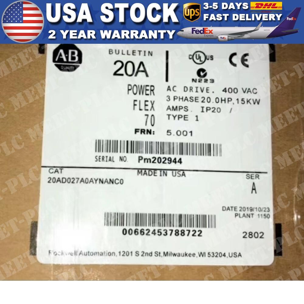AB NEW IN BOX 20AD027A0AYNANC0 PowerFlex 70 AC Drive FREE SHIP US Free Tax