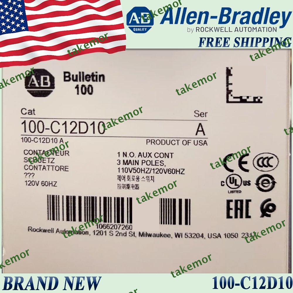 New AB 100-C12D10/A IEC 12A Contactor Screw Terminals Free Ship 100C12D10 serA