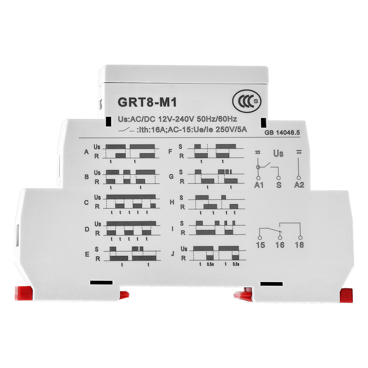 Multifunctional Delay Time Relay GRT8-M1 DIN Rail AC/DC 12V-240V 10 Functions