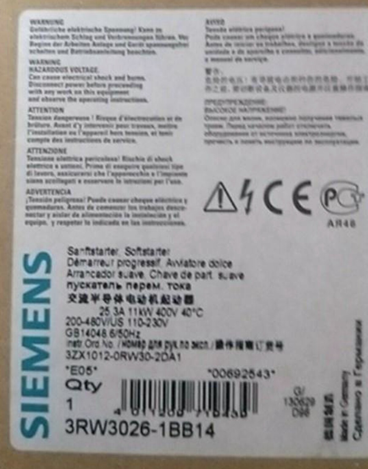 NEW Siemens 3RW3026-1BB14 Soft Starter