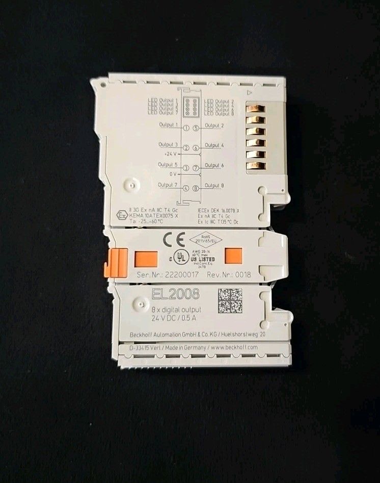Beckhoff EL2008 EtherCAT 8-Channel 24VDC 0.5A Digital Output Terminal