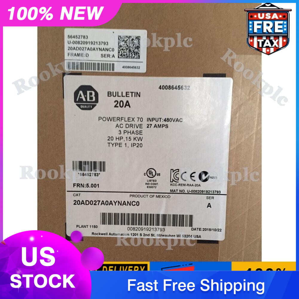 20AD027A0AYNANC0 Allen Bradley PowerFlex 70 AC Drive US Free Tax
