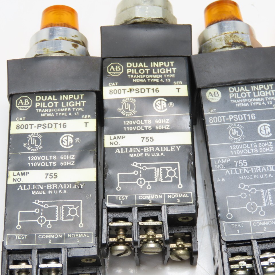 Allen Bradley 800T-PSDT16 Dual Input Amber Pilot Light 120V Lot Of 10