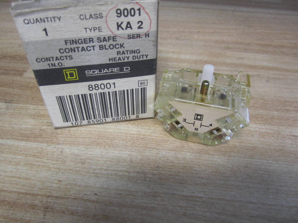Square D 9001-KA2 Contact Block 9001KA2 88001 Clear/Series H