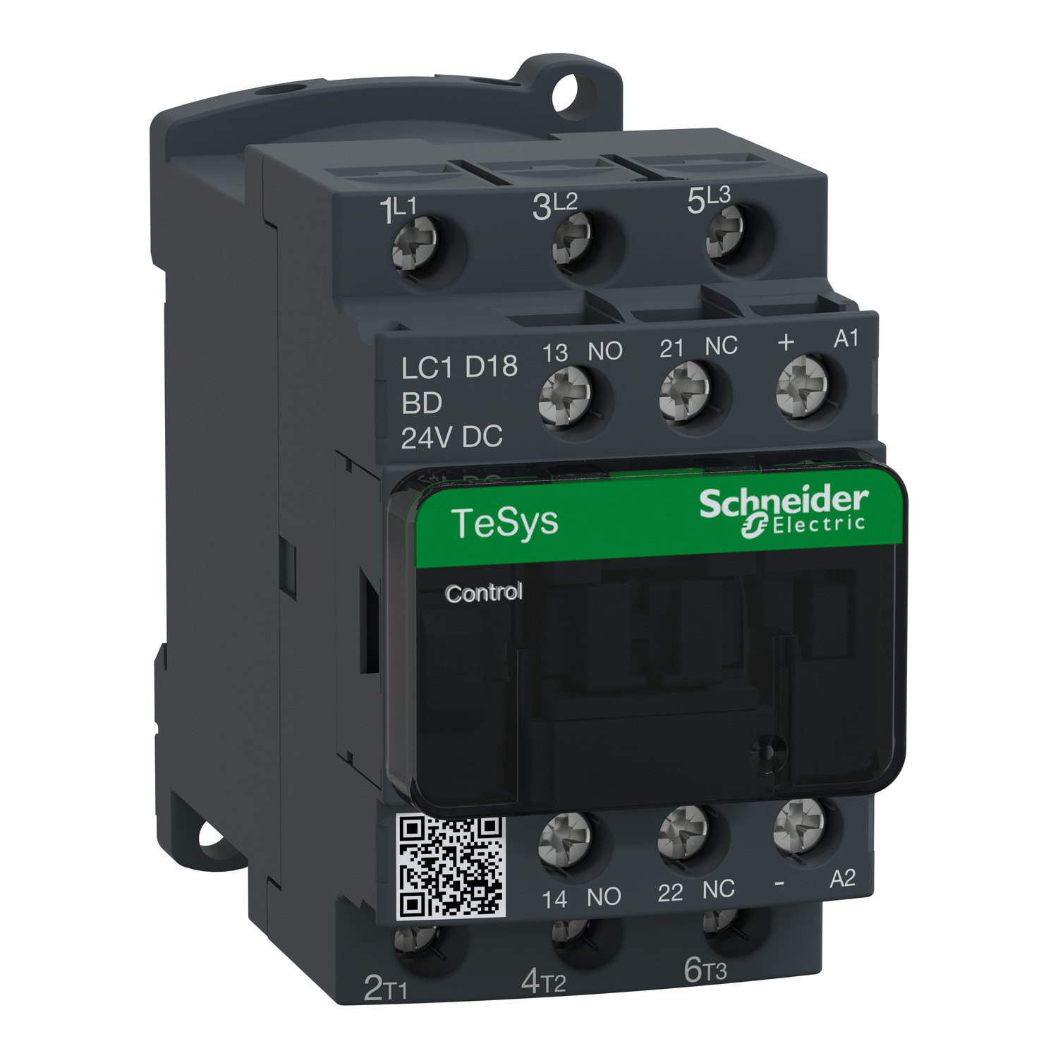 Schneider LC1D18BD IEC Contactor TeSys Deca, nonreversing, 18A, 3 phase, 24VDC