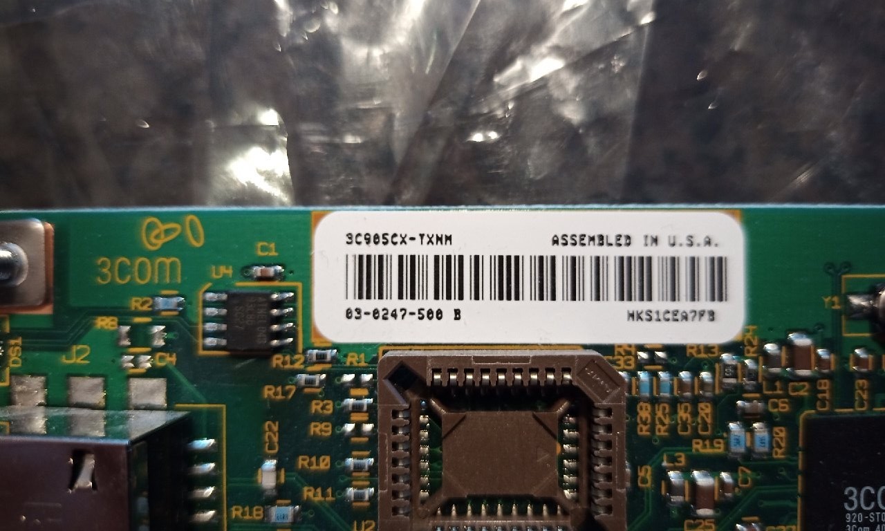 Lot of 2 3COM 3C905 10/100 ethernet pci cards 3C905CX-TXNM / 3C905TX-W