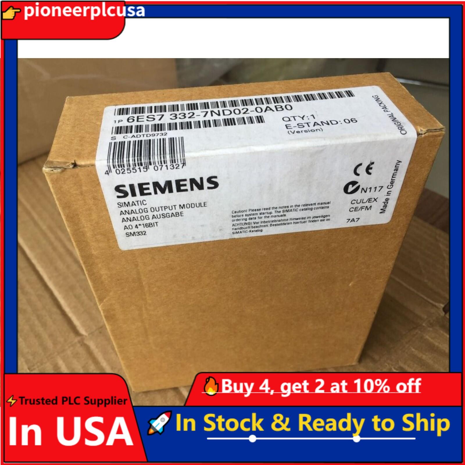 New Siemens 6ES7 332-7ND02-0AB0 6ES7332-7ND02-0AB0 S7-300 Analog Output SM 332