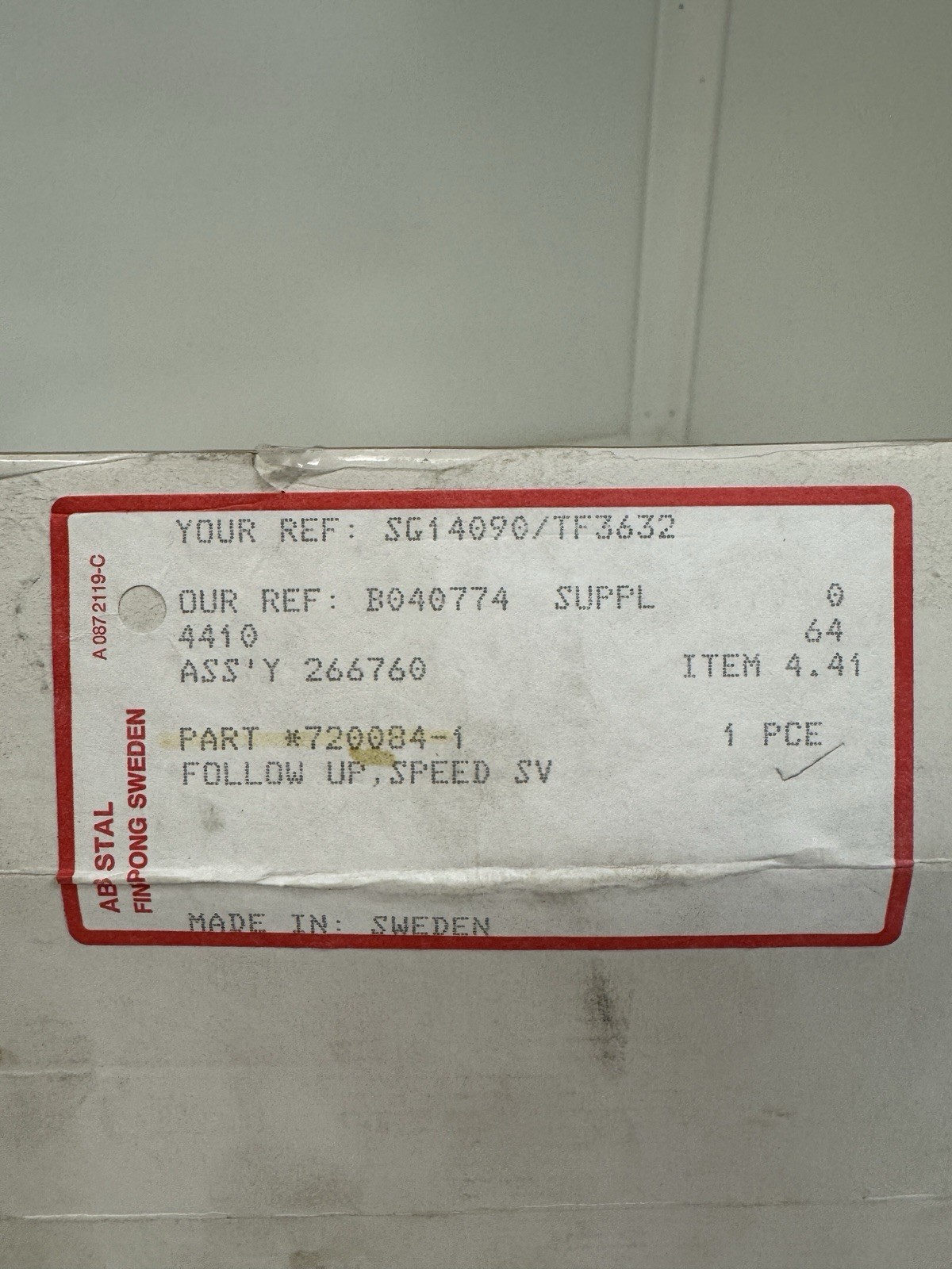 ABB STAL 720084-1 Follow Up Speed SV Control Module PCB Board