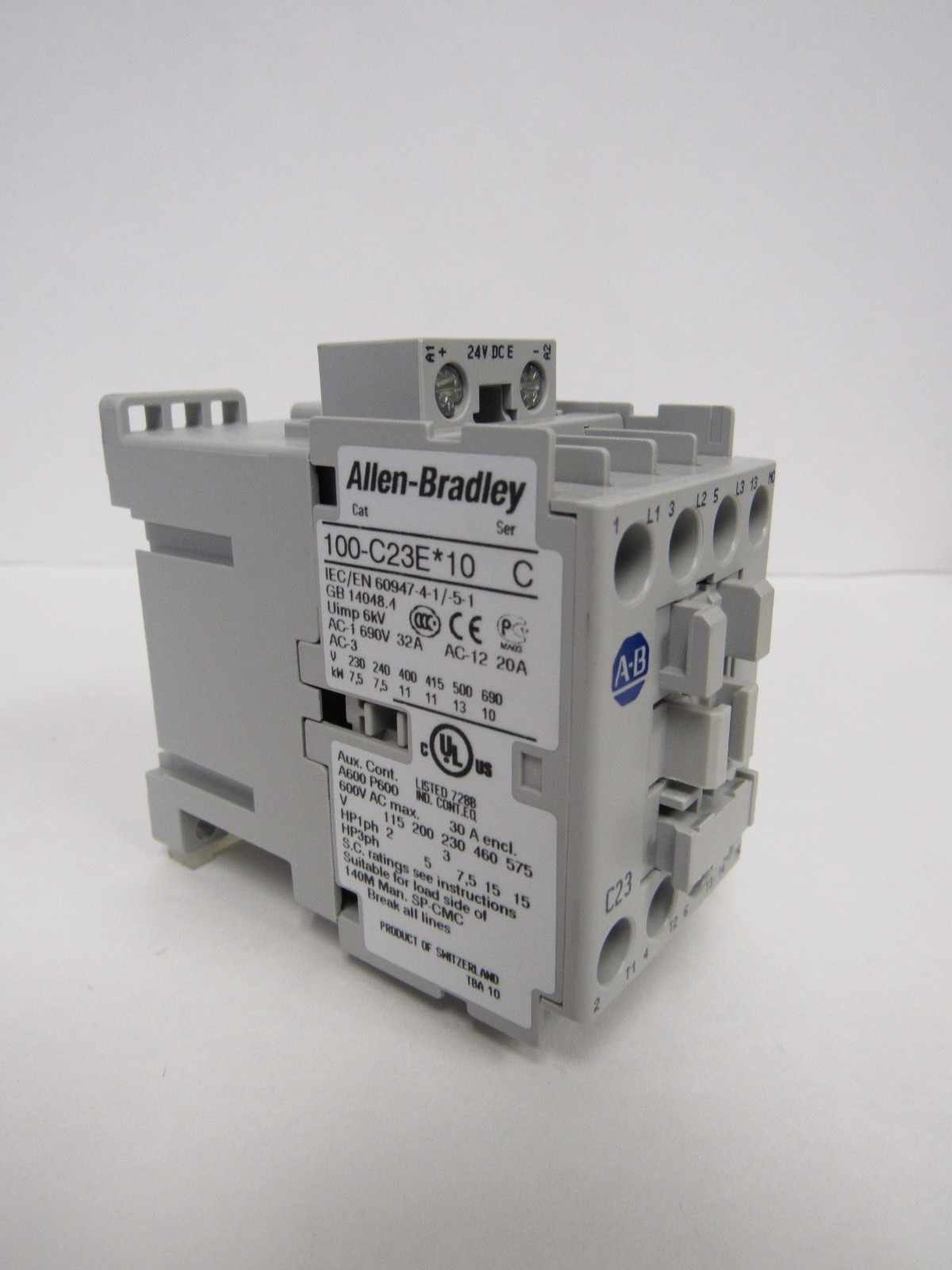 NEW ALLEN-BRADLEY IEC AB 100-C23EJ10 STANDARD CONTACTOR 23 AMP 24VDC US Free Tax