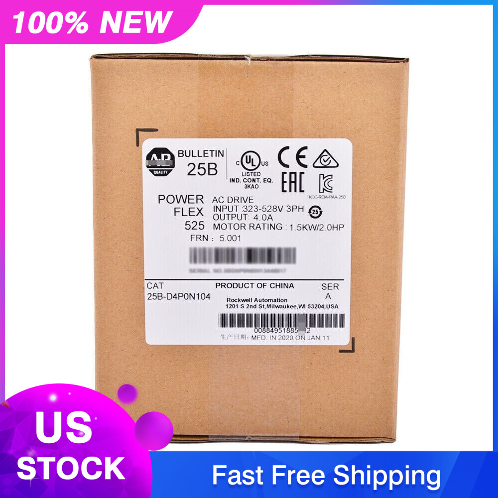 AB25B-D4P0N104 NEW AB 25B-D4P0N104 PowerFlex 525 1.5kW 2Hp AC Drive USA！