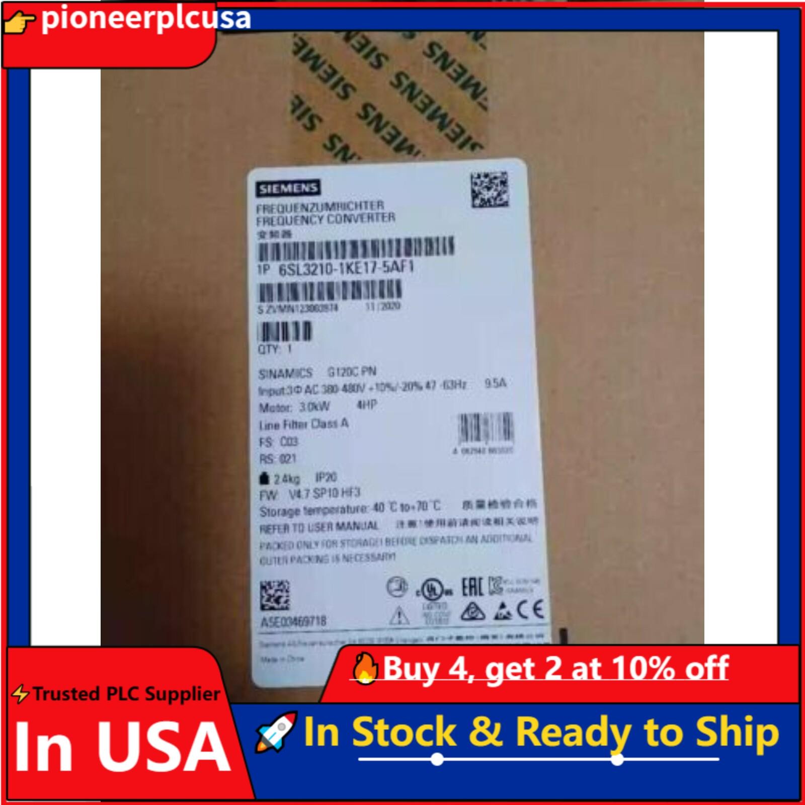 New Siemens 6SL3 210-1KE17-5AF1 6SL3210-1KE17-5AF1 G120C RATED POWER 3,0KW