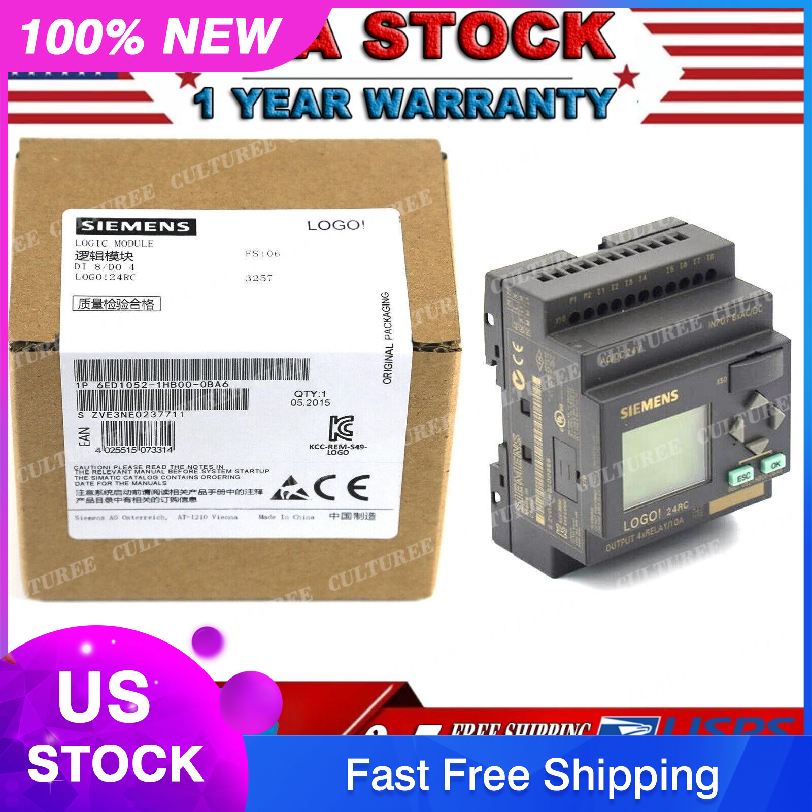 New Siemens LOGO 24RC logic module 6ED1052-1HB00-0BA6 6ED1 052-1HB00-0BA6