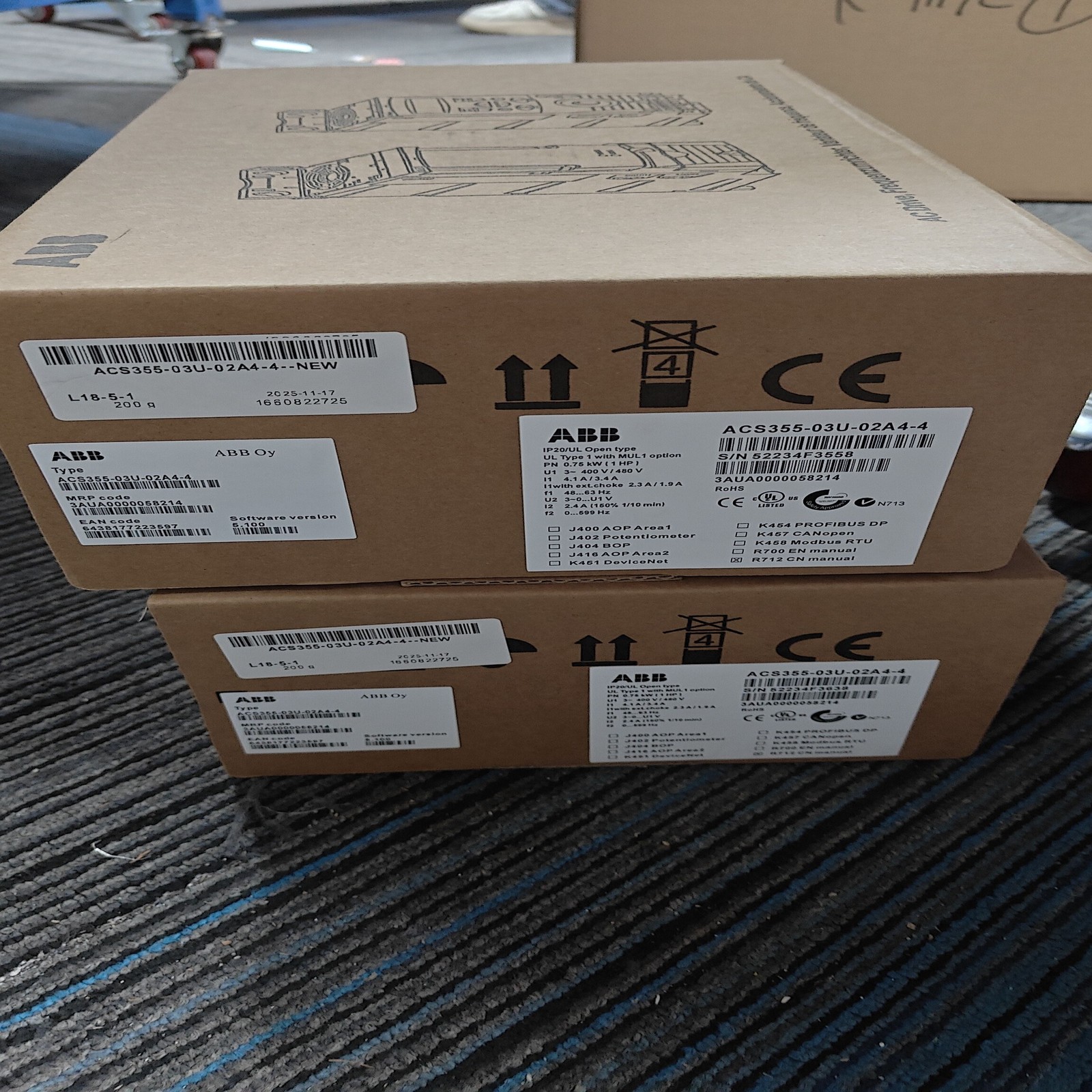 New ACS355-03U-02A4-4 AC Drive 0.75KW / 1HP 400/480V 3PH