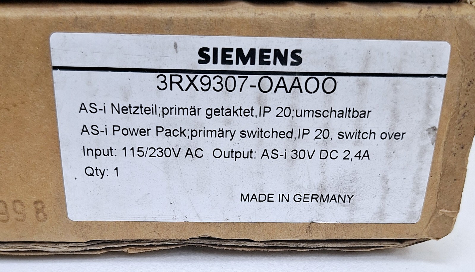 Siemens 3RX9307-OAAOO Power Supply 2.4A
