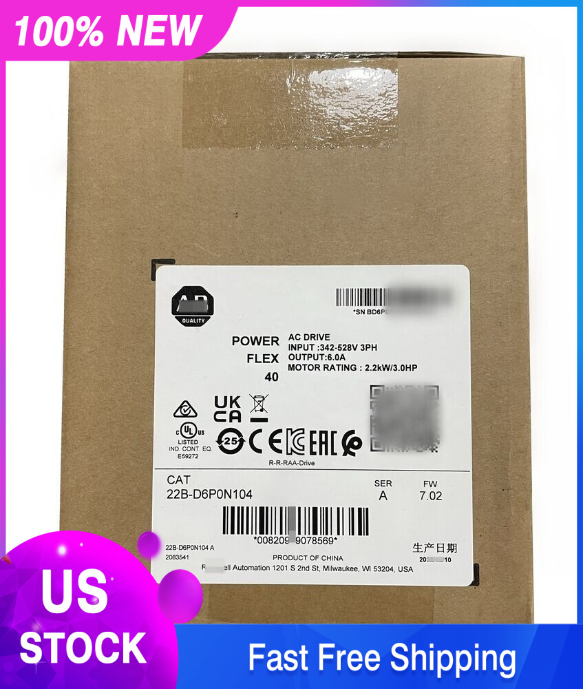 22B-D6P0N104 New 22BD6P0N104 PowerFlex 40- 2.2 kW (3 HP) AC Drive 1pcs