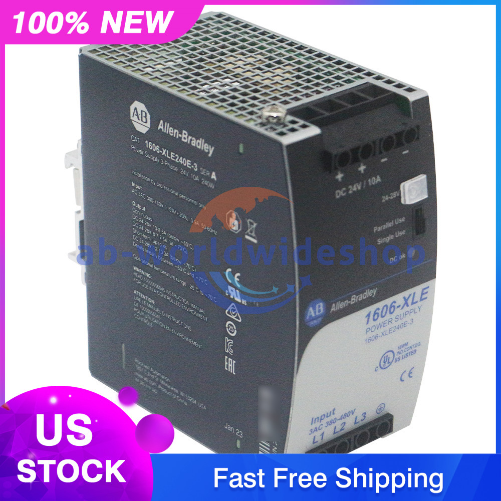 New Allen-Bradley 1606-XLE240E-3 380-480VAC Three Phase Input,24-28VDC Output.