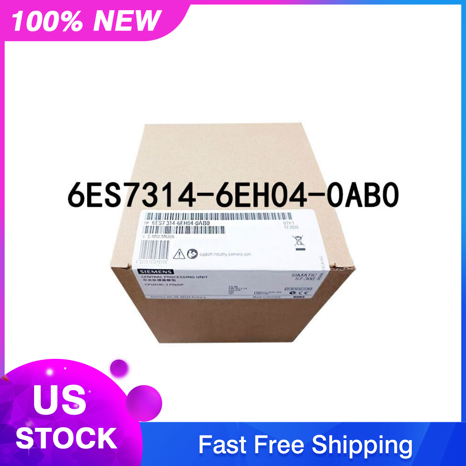 New Siemens 6ES7 314-6EH04-0AB0 6ES7314-6EH04-0AB0 S7-300 CPU 314C-2PN/DP