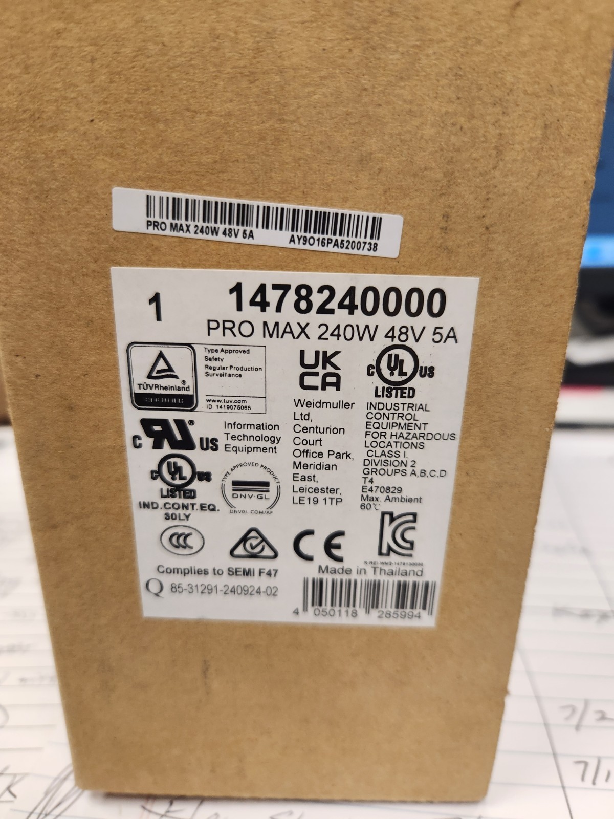1478240000 Weidmuller PRO MAX 240W 48V 5A switching power supply NEW IN BOX