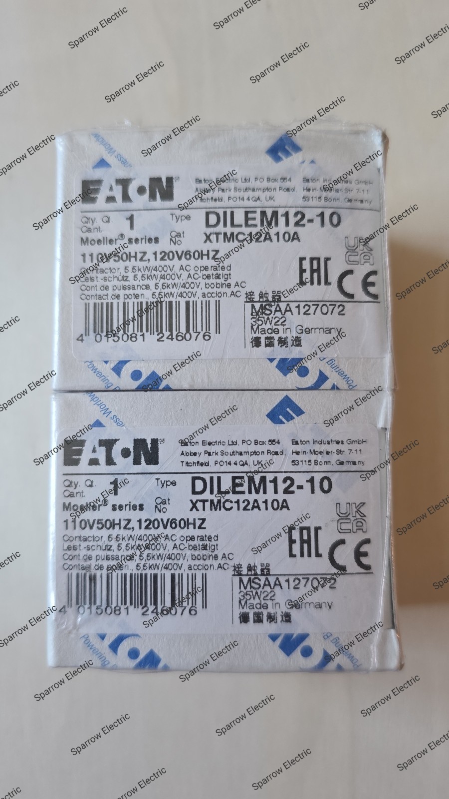 2PC EATON MOELLER DILEM12-10 110v/50hz, 120v/60hz CONTACT *USA Seller
