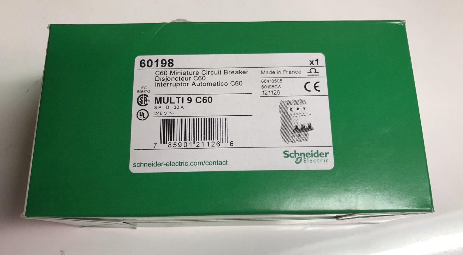 Schneider Electric Multi 9 C60 Minature Circuit Breaker 60198