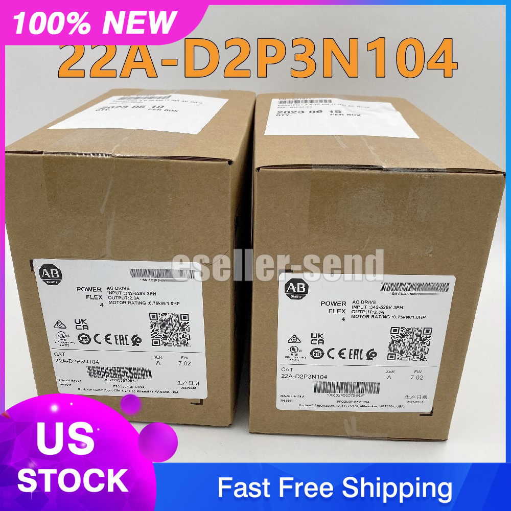 Allen-Bradley 22A-D2P3N104 PowerFlex 4 0.75KW 1.0HP AC Drive NEW Factory Sealed