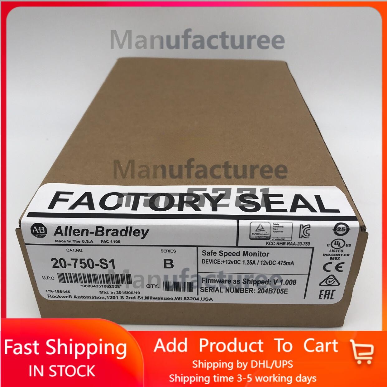 New Factory Sealed AB 20-750-S1 Safe Speed Monitor 20750S1-