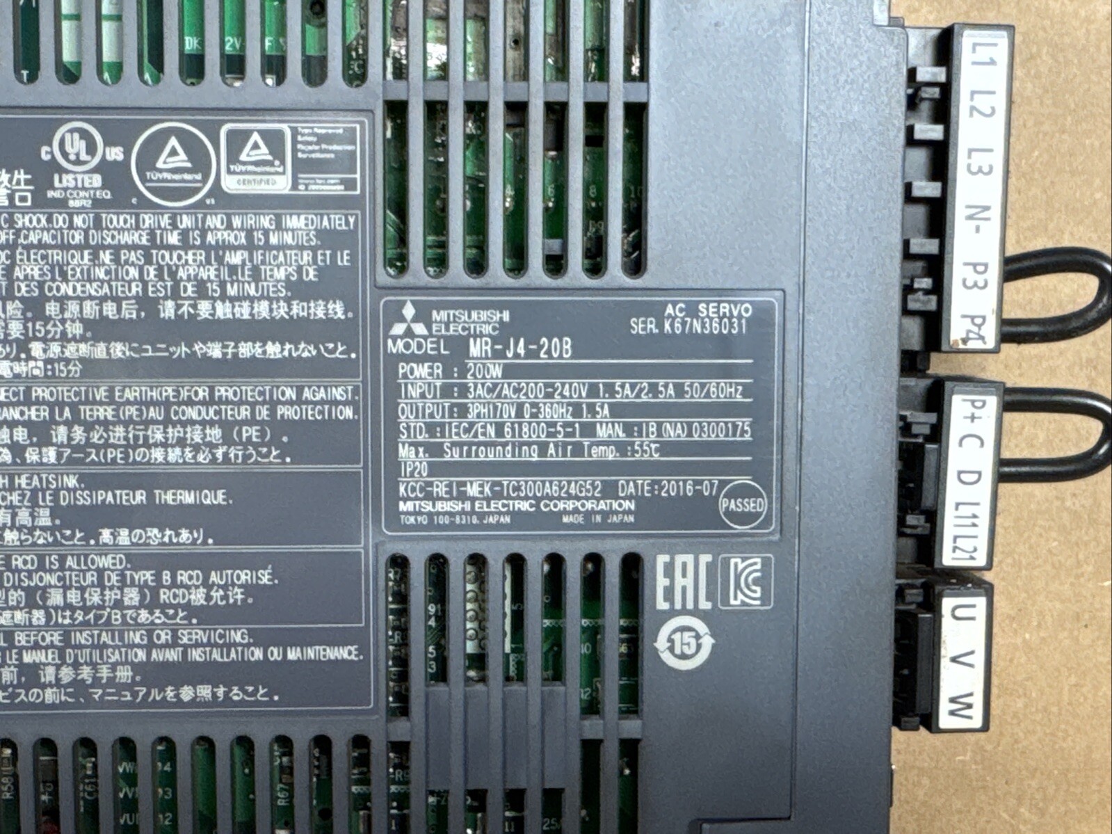 Mitsubishi MR-J4-20B MELSERVO-J4 Servo Drive 200W 200-240V WARRANTY FAST SHIP