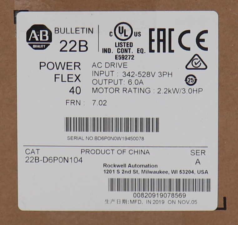 1PCS NEW Allen-Bradley 22B-D6P0N104 SER A