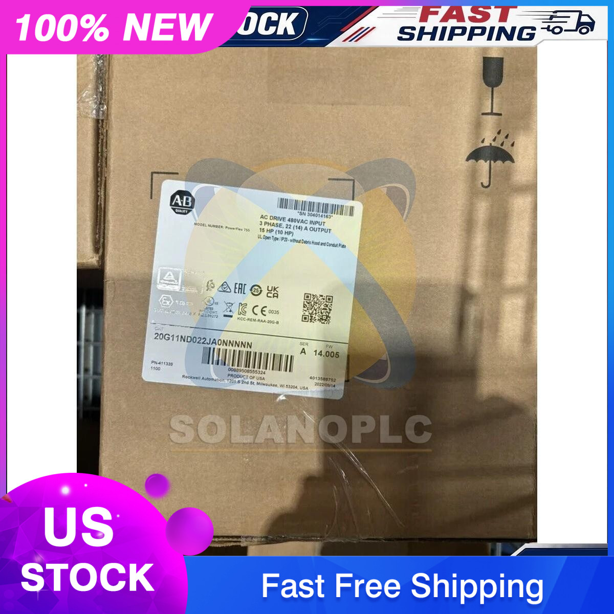 NEW Allen-Bradley 20G11ND022JA0NNNNN PowerFlex Air Cooled 755 AC Drive