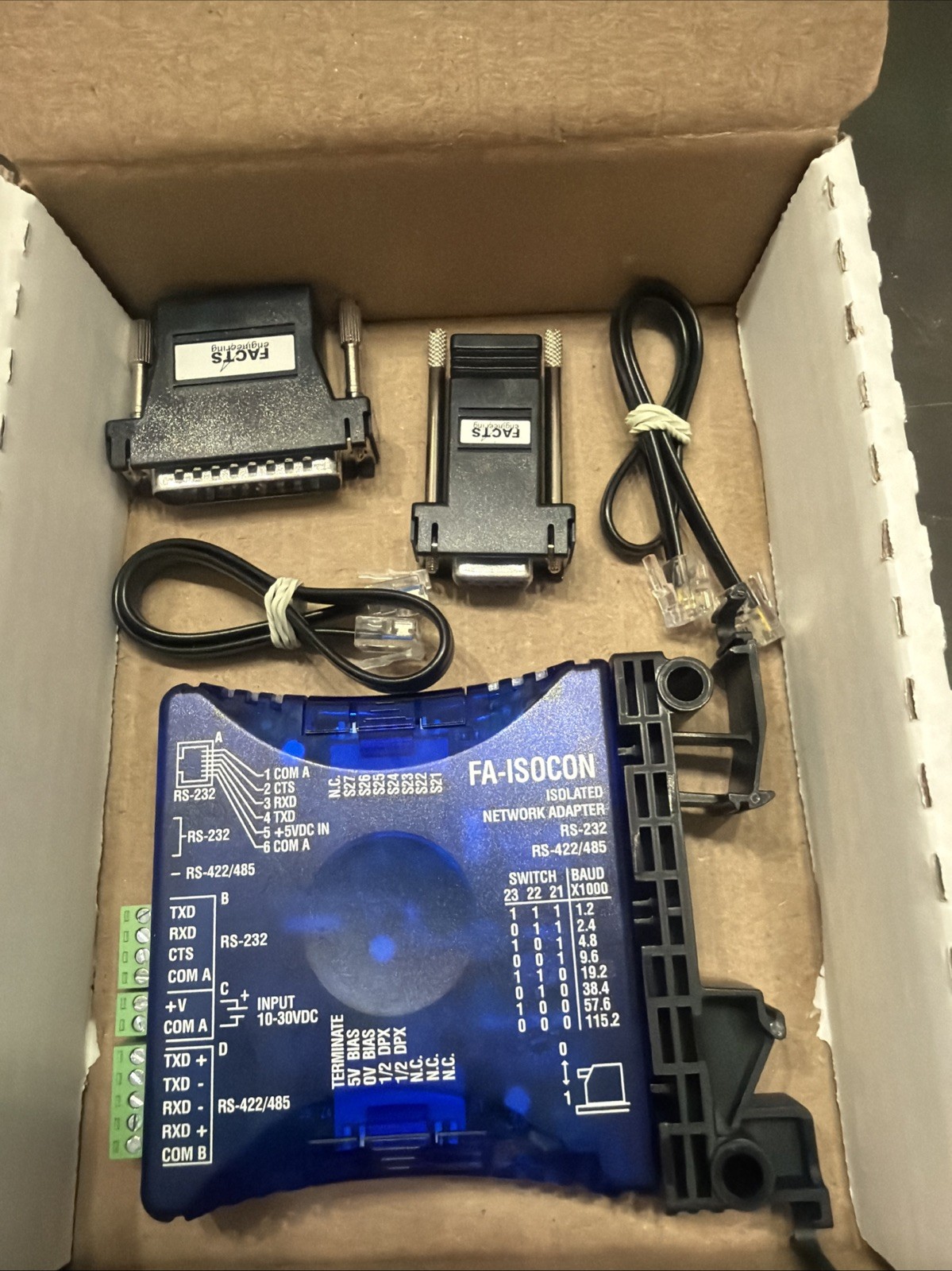 Automation Direct FA-ISOCON serial converter, RS-232 (RJ12) to RS-422/485 (5-pin