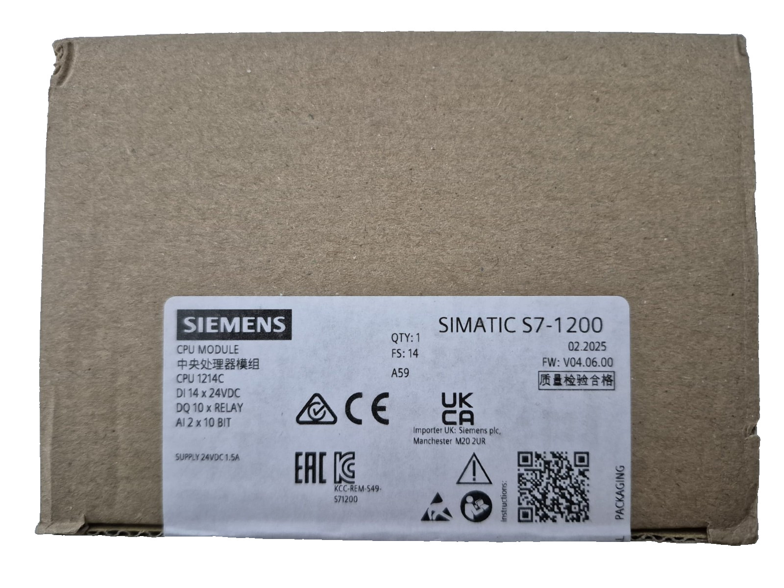 Siemens 6ES7214-1HG40-0XB0 SIMATIC S7-1200 PLC CPU Module