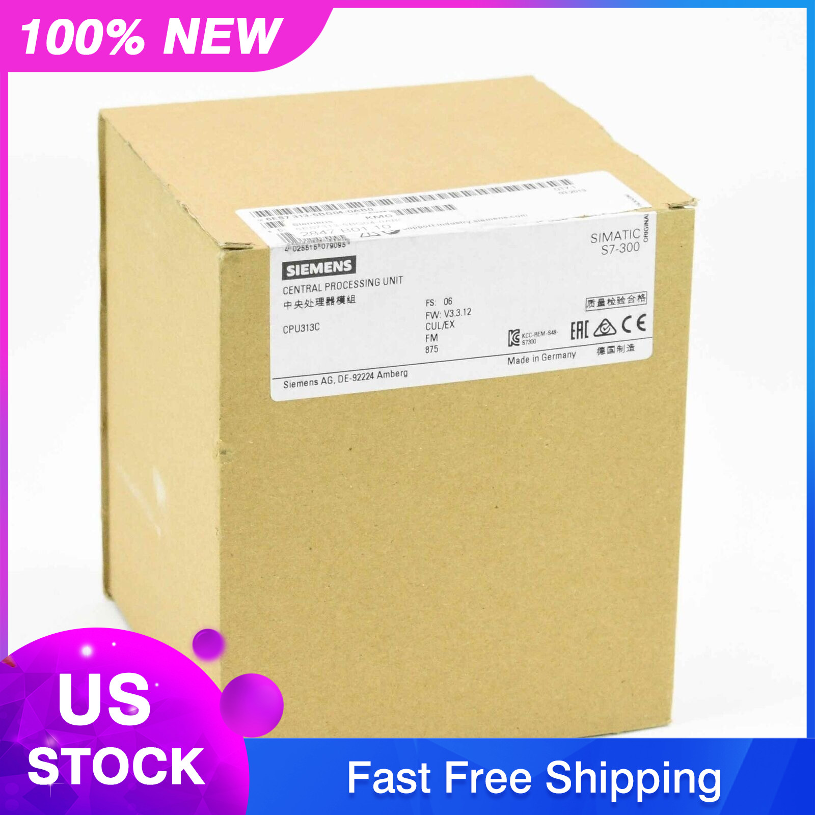 New Siemens Simatic CPU 313C 6ES7313-5BG04-0AB0 6ES73135BG040AB0