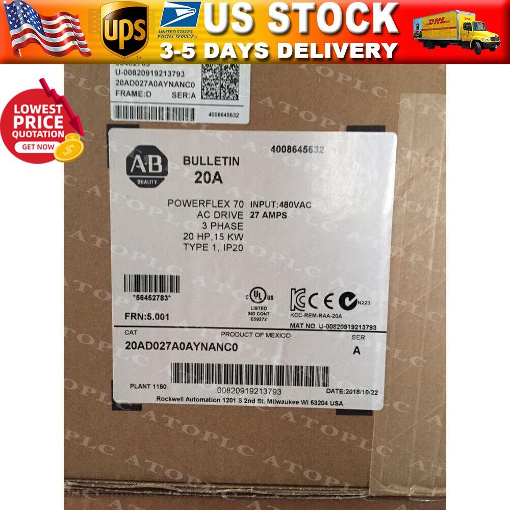 20AD027A0AYNANC0 Allen Bradley PowerFlex 70 AC Drive US Free Tax