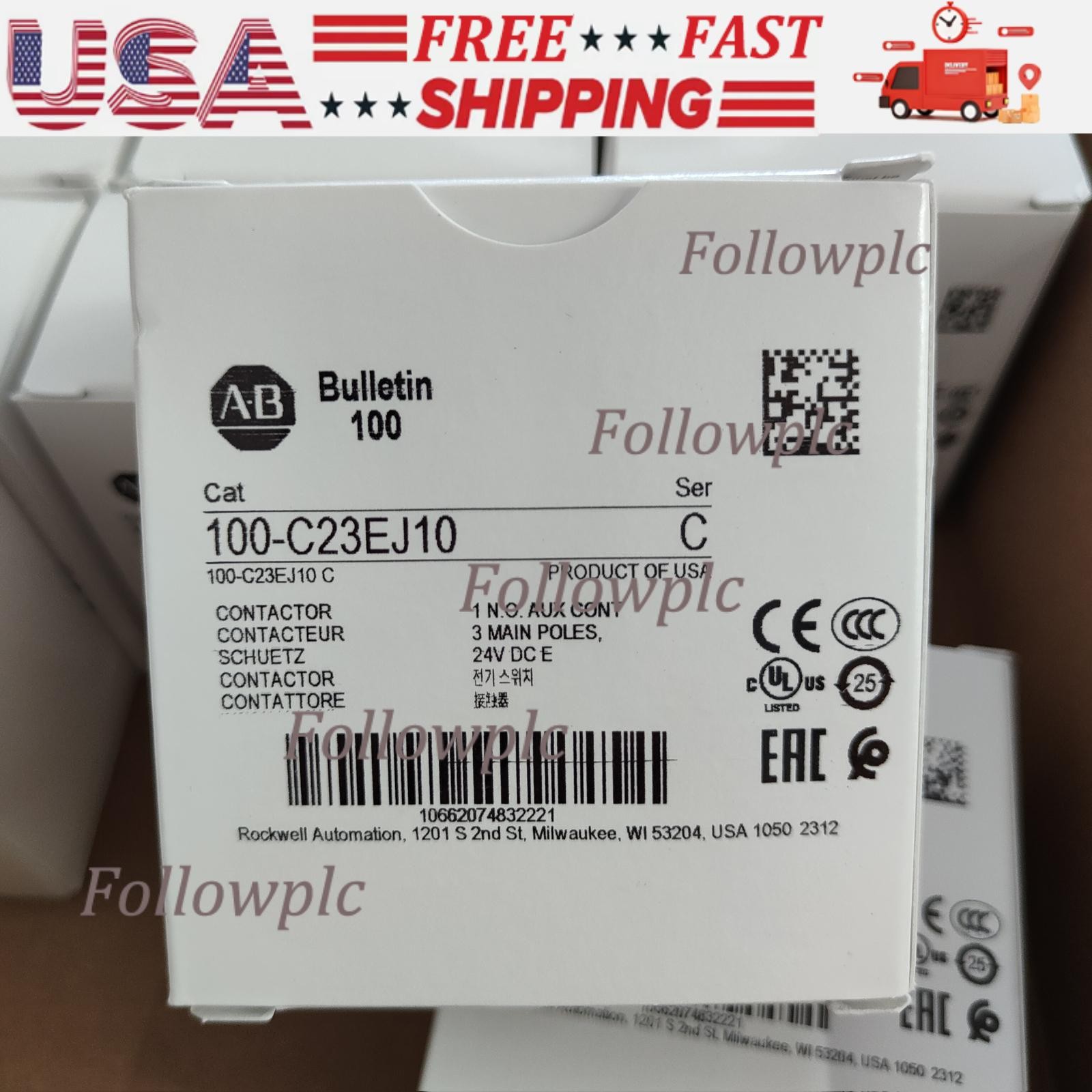 NEW ALLEN-BRADLEY IEC AB 100-C23EJ10 STANDARD CONTACTOR 23 AMP 24VDC US Free Tax
