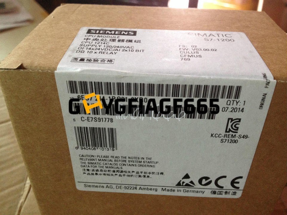 One Siemens 6ES7 214-1BG31-0XB0 6ES7214-1BG31-0XB0 New Free shipping us free tax