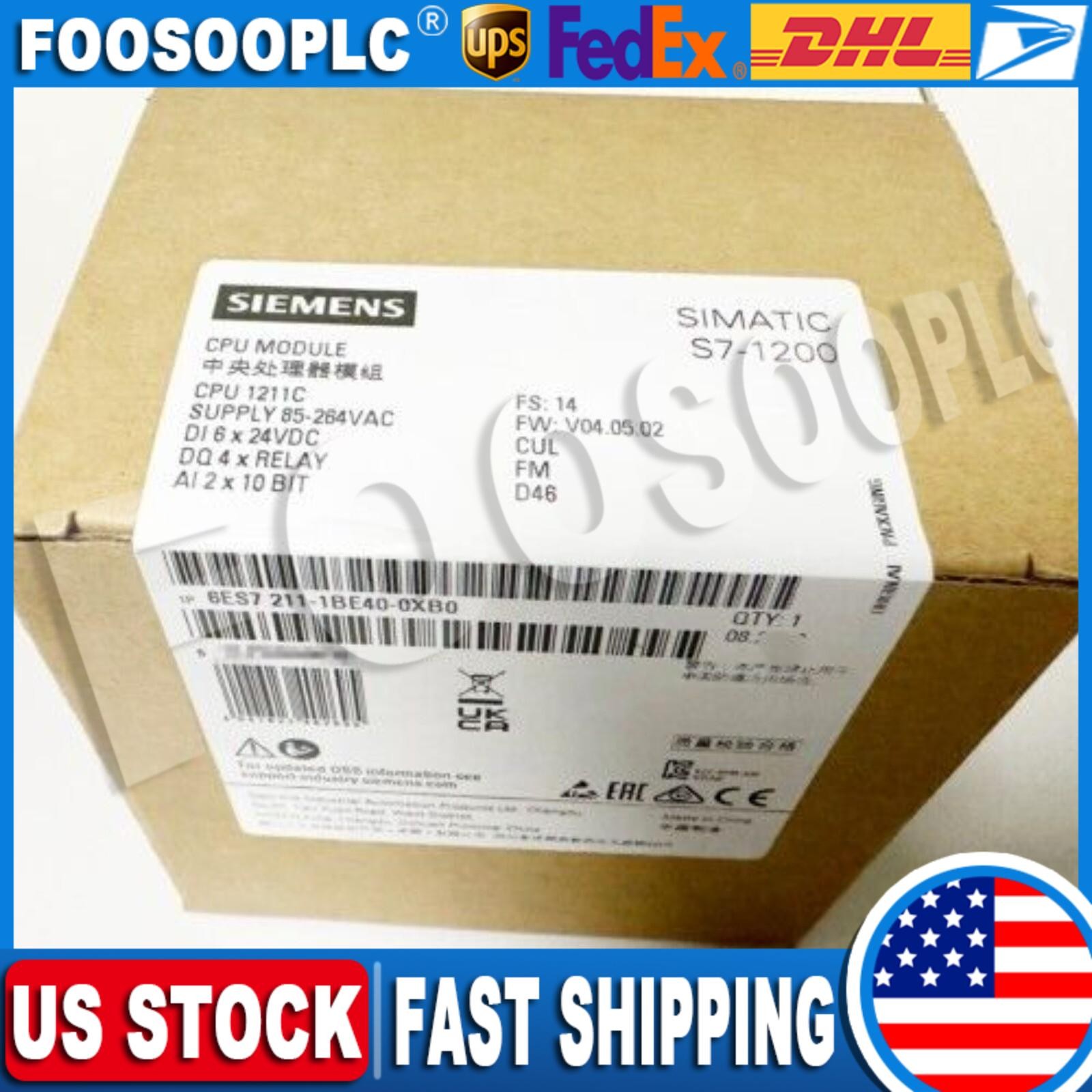 New Siemens 6ES7211-1BE40-0XB0 6ES72111BE400XB0 SIMATIC S7-1200 CPU 1211C