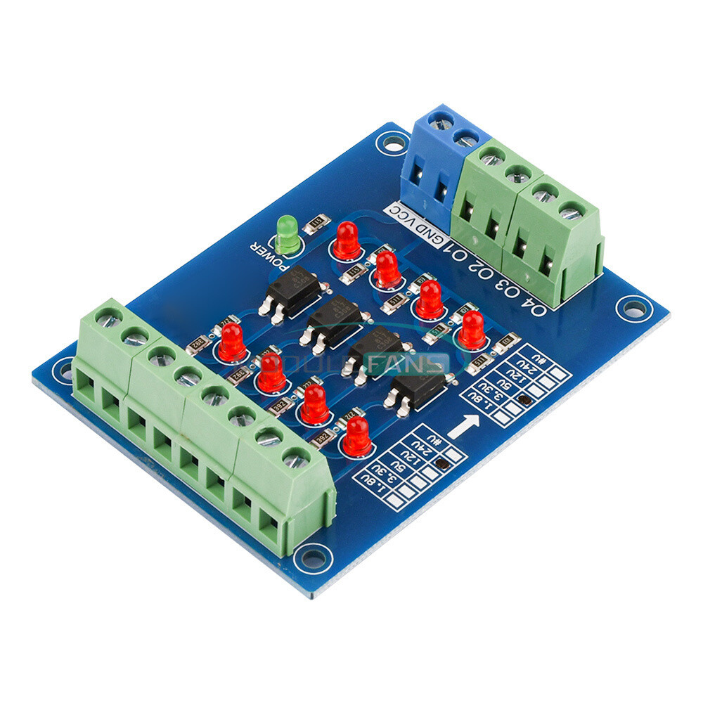 24V to 5V 4-Channel PLC Signal Converter Level Voltage Board 4-Bit Optocoupler