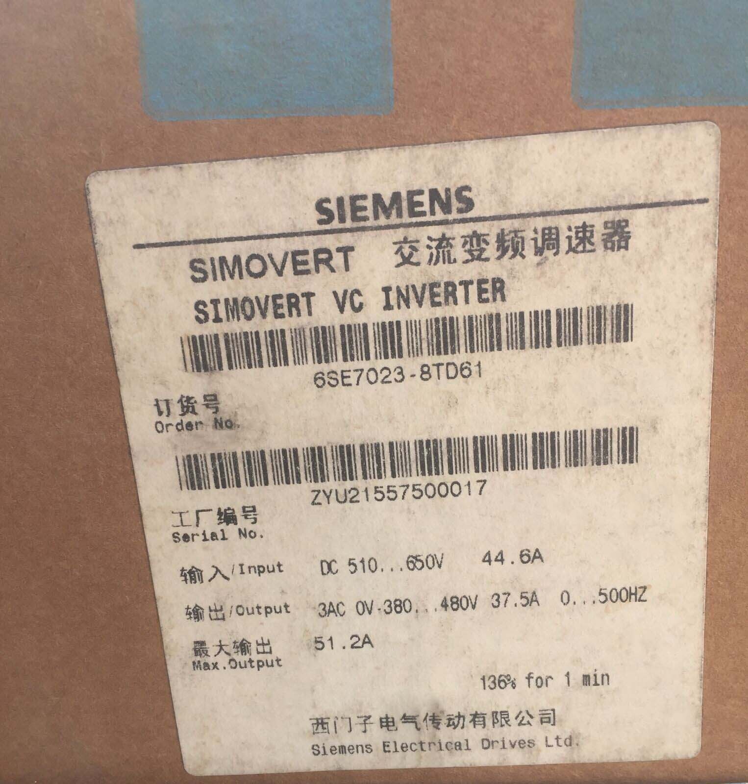 6SE7 023-8TD61 NEW SIEMENS 6SE7023-8TD61-Z MASTERDRIVES VECTOR CONTROL INVERTER