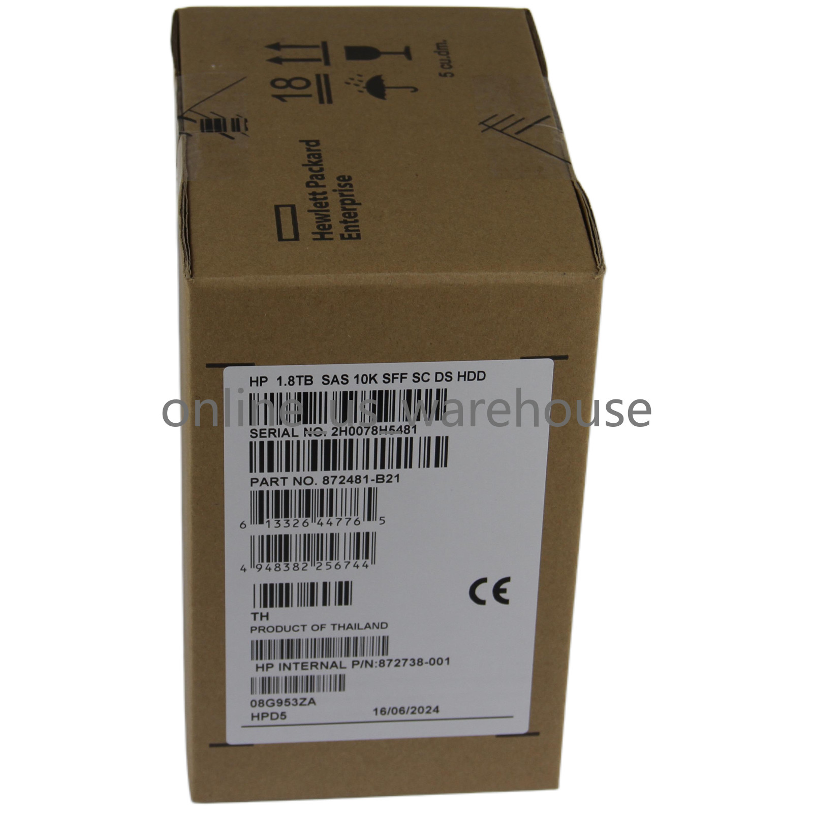 HPE 872481-B21 872738-001 1.8TB SAS 10K 12Gb/s 2.5″ 512E HDD Hard Drive New- US