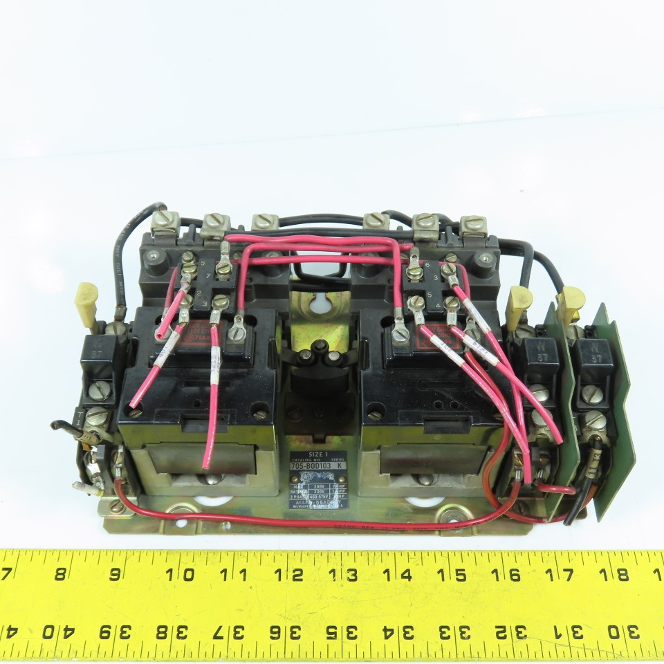 Allen Bradley 705-BOD103 Ser K Size 1 Reversing Starter 3-10HP 120V Coil W37