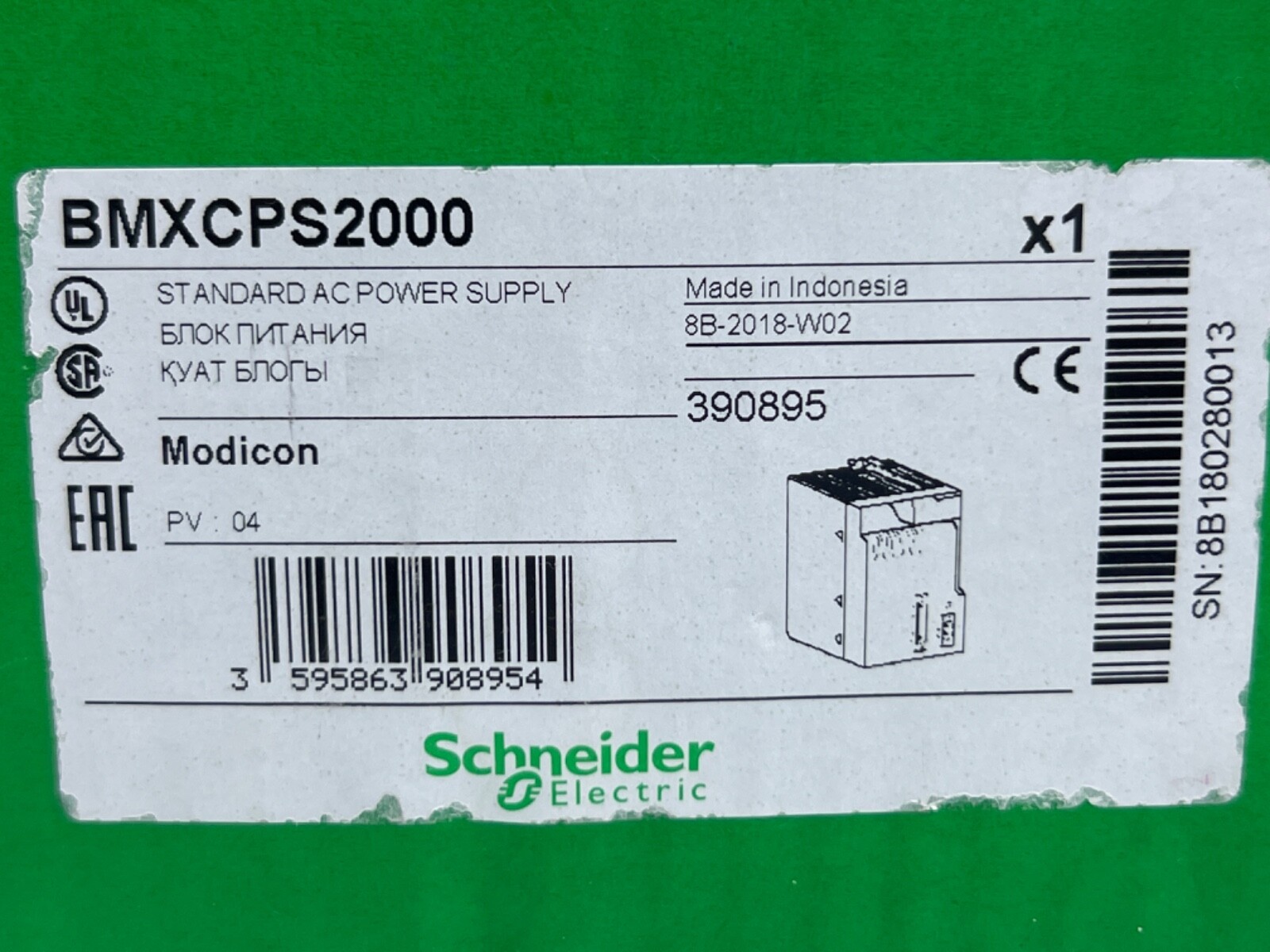 SCHNEIDER ELECTRIC BMXCPS2000 MODICON STANDARD AC POWER SUPPLY